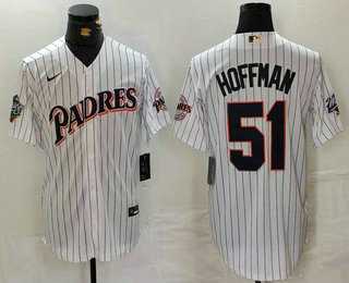 Mens San Diego Padres #51 Trevor Hoffman White Pinstripe Nike Jersey->san diego padres->MLB Jersey